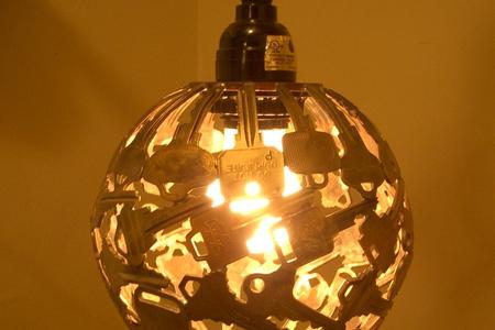 A recovered-metal sphere illuminated from within